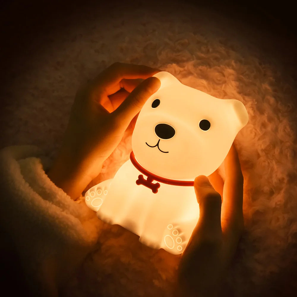 Dog Night Light Touch Sensor Colorful Silicone Puppy Lamp USB Rechargeable Bedroom LED Night Lamp for Children Baby Gift