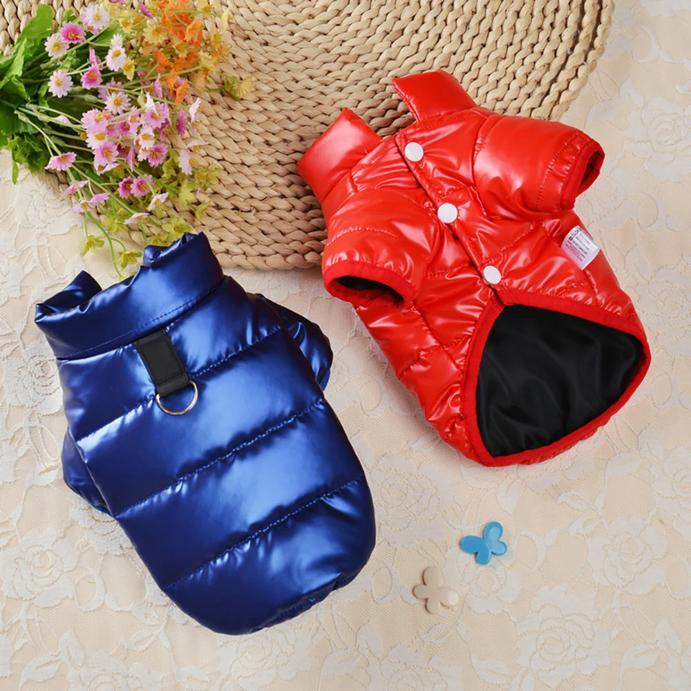 Bright PU Leather Dog Clothes for Small Dogs Puppy Jacket Waterproof Dog Coat Winter Warm Pet Costume Chihuahua Shih Tzu Outfits