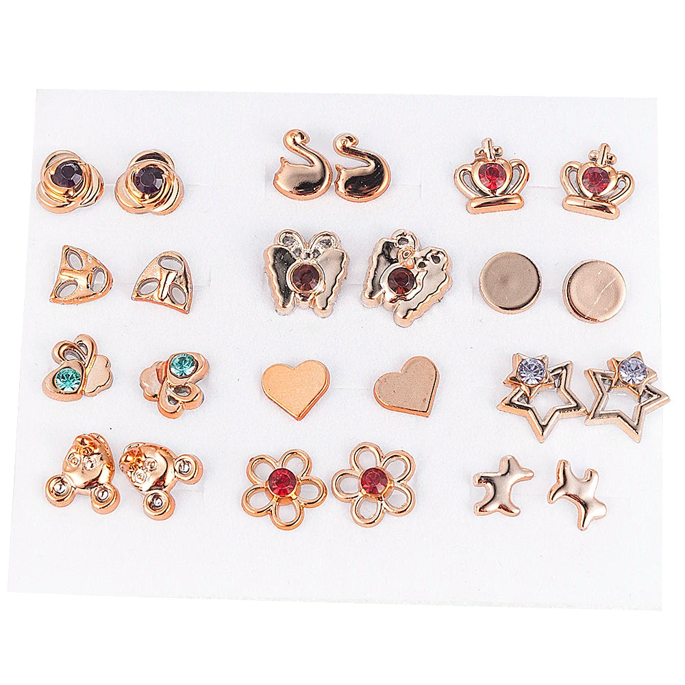 New Fashion Cute Female Girl Student Resin Plastic Flower Star Stud Earring Set Multi-style Jewelry 12~36 Pairs Jewelry Gift