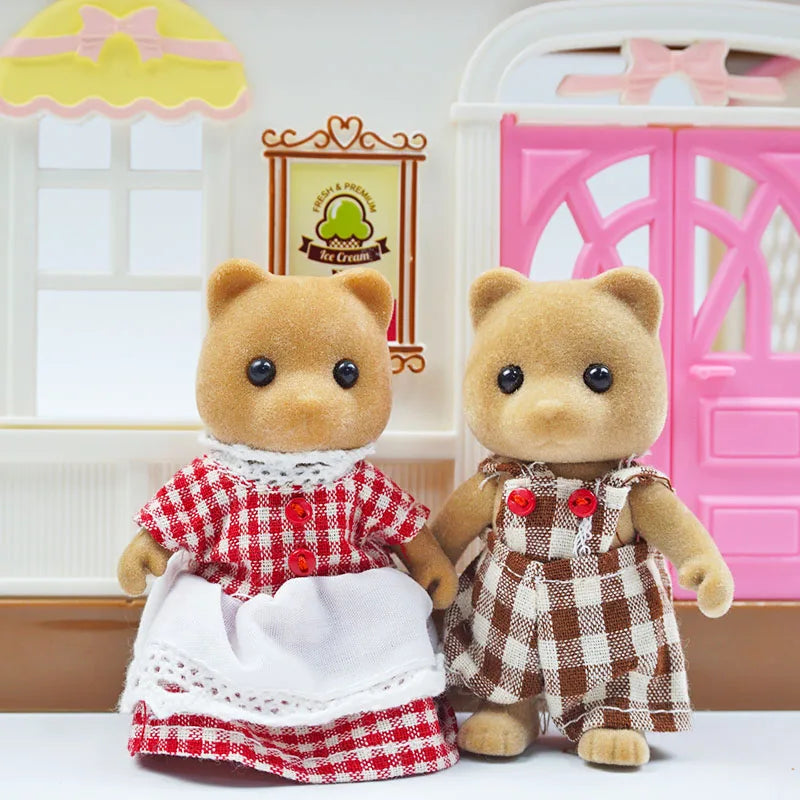 1:12  Forest Animal Family Mini  Rabbit Bear Panda doll girl play house doll setForest Family Villa Furniture Set Toys