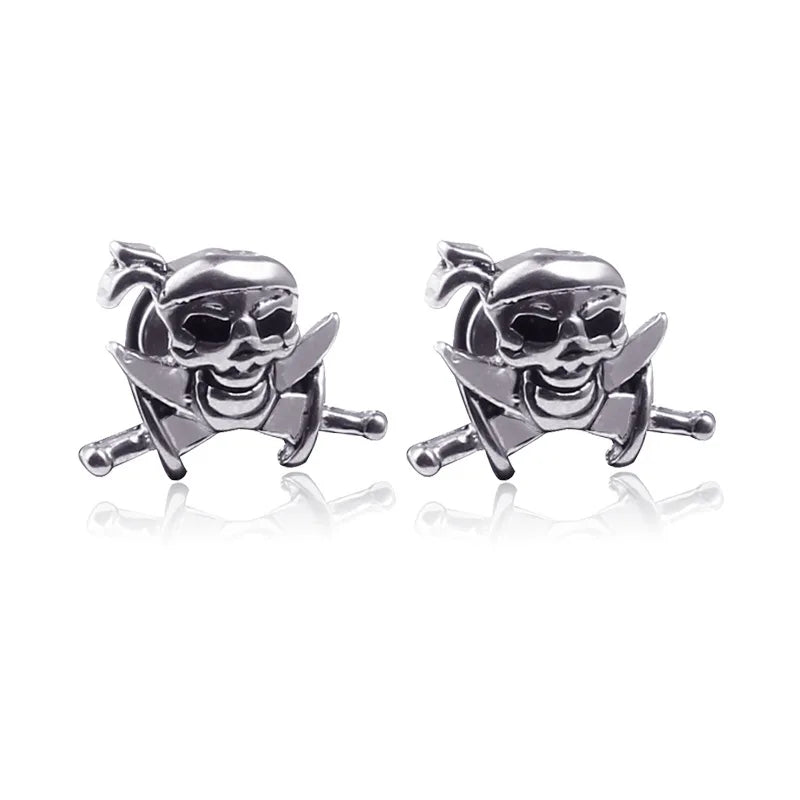 Unisex Women Men Earrings Stainless Steel Piercing Nail Screw Cross Skull Stud Earrings Punk Helix Ear Piercings Fashion Jewelry