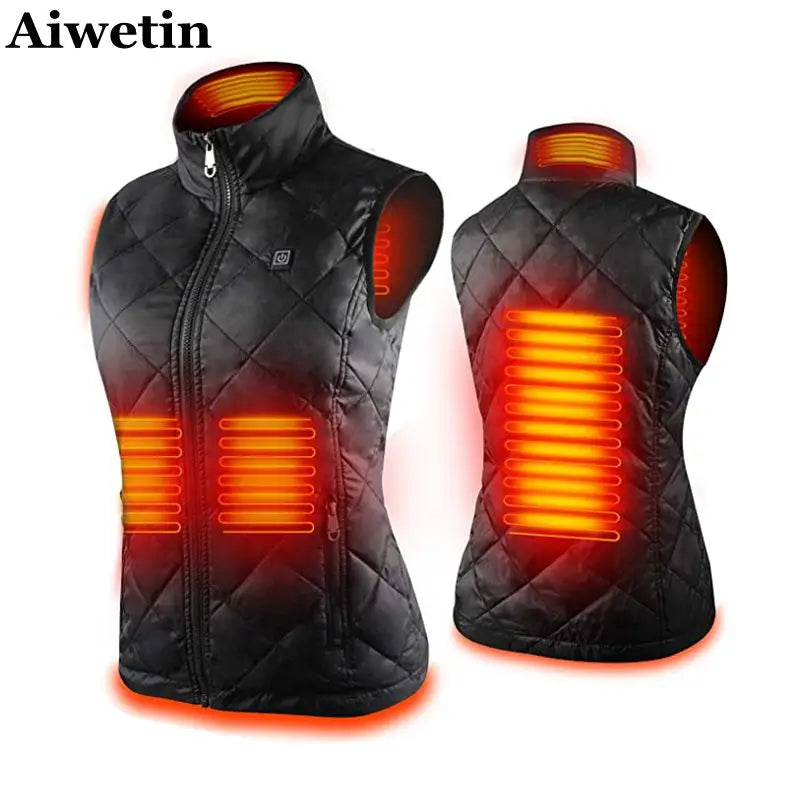 2024 Women Winter USB Heating Vest Smart Heating Cotton Vest Infrared Electr Skating Ski SportWaistcoat Jackets Warm Vest Women