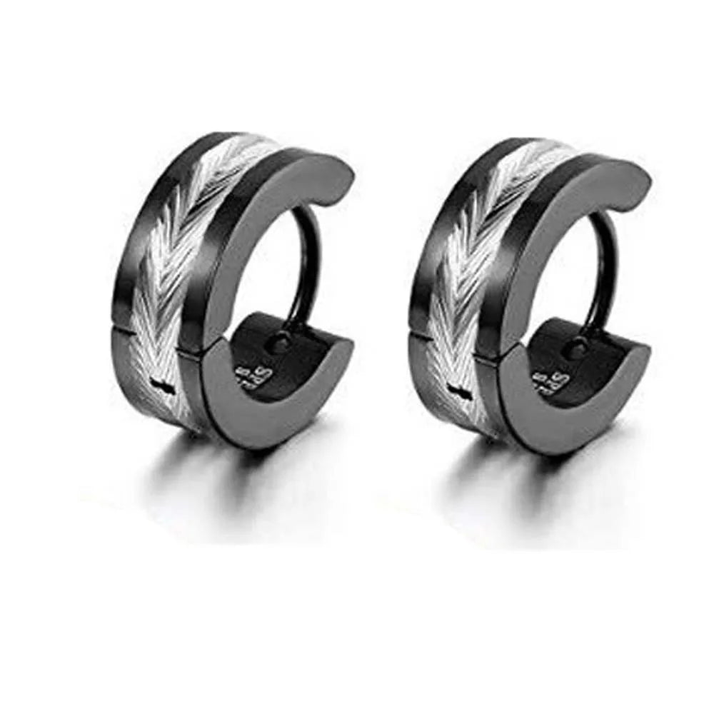 1 Pair Punk Titanium Steel Ear Clip/Ear Stud Earrings For Men Women Black Pierced/No Pierced Fake Ear Circle New Pop Jewelry