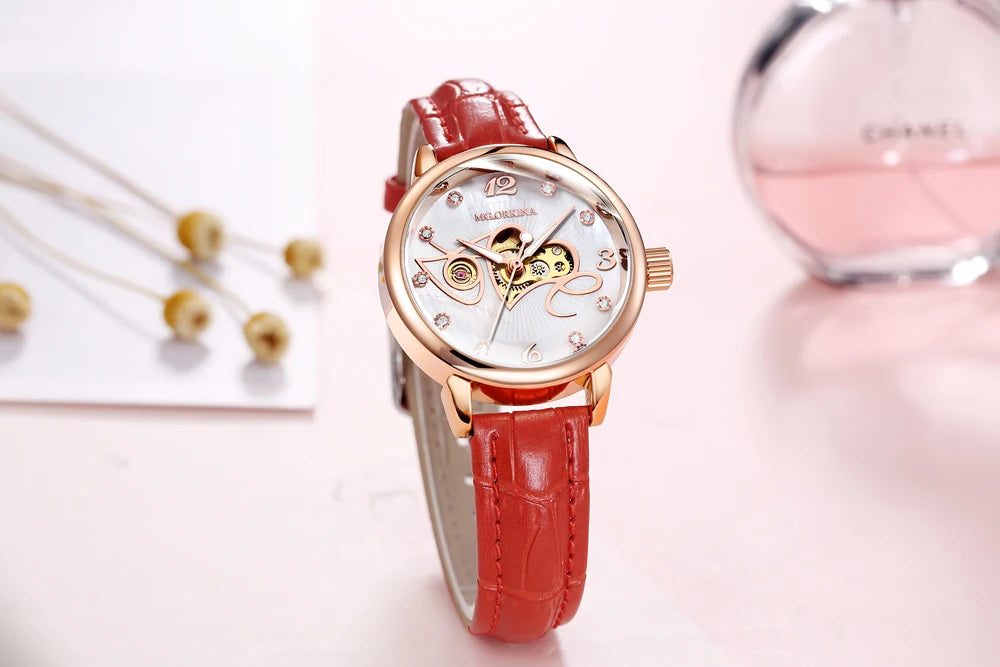 New Fashion Luxury Brand Skeleton Women Mechanical Watches Female Clock Automatic Self-Wind Wristwatches for Ladies Montre Femme