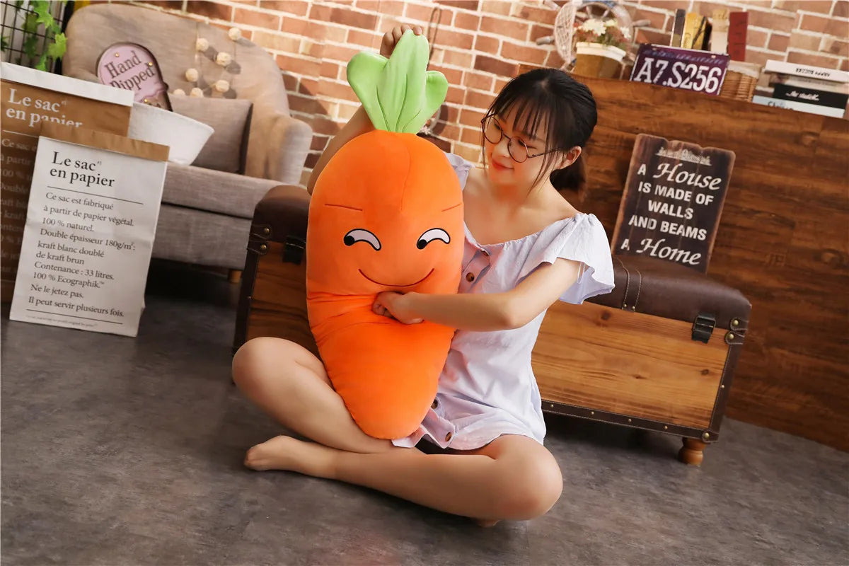 45-110cm Cartoon Plant Smile Carrot Plush toy Cute Simulation Vegetable Carrot Pillow Dolls Stuffed Soft Toys for Children Gift