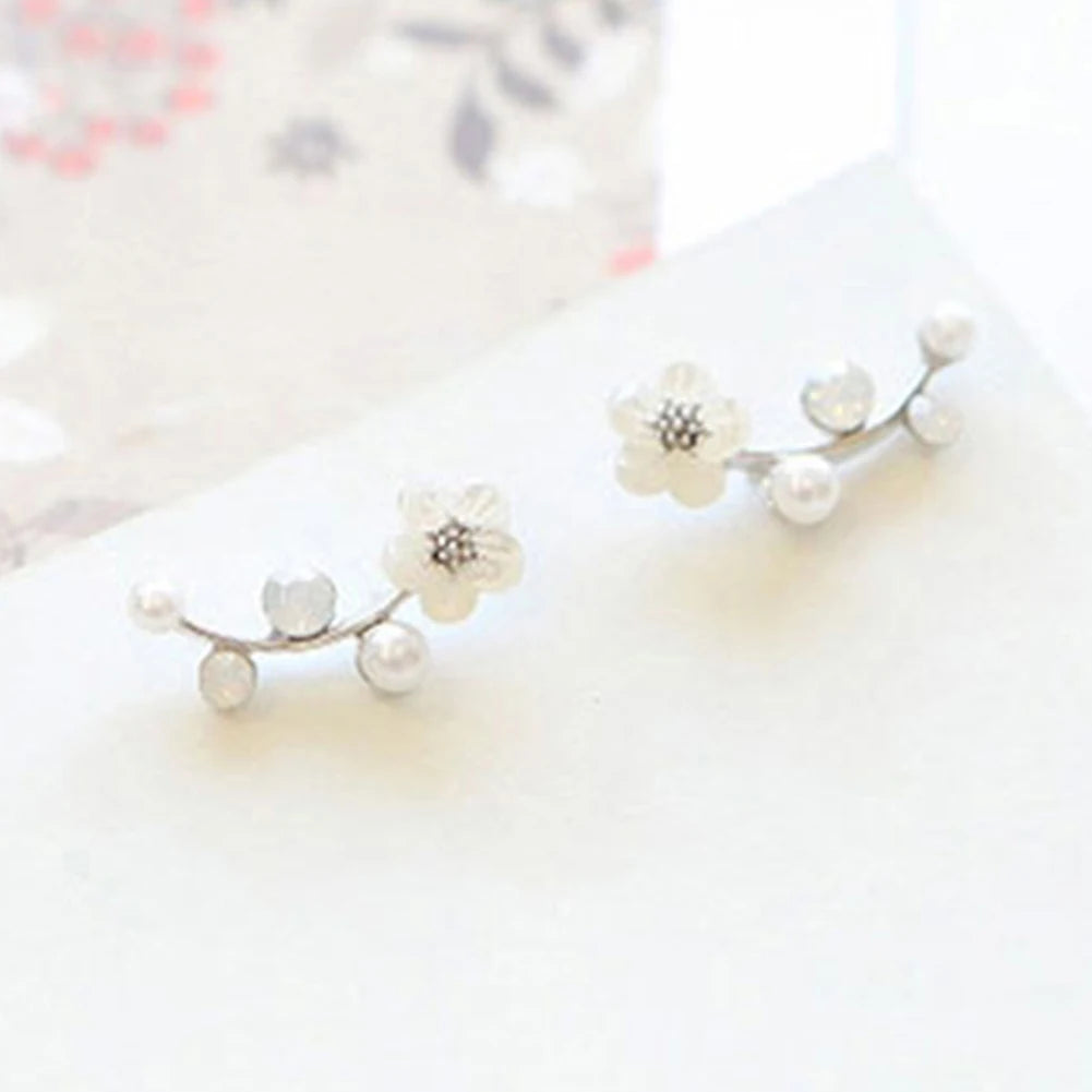 Elegant Women Stud Earrings Flower Leaf Stud Earrings Ear Clip pendientes Piercing Jewelry Accessory Gift серьги женские