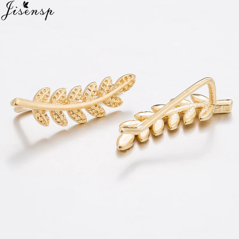 Jisensp Boho Vintage Botanical Leaf Ear Climbers Statement Stud Earrings for Women Bridal Jewelry Leaves Branch Ear Crawlers