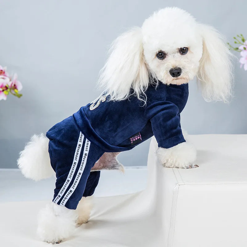 Dog Pet Sports Clothes Apparel Golden Velvet Dog Cat Jumpsuit Dog Pet Winter&Autumn Coat Classic Pet Puppy Cat Apparel 5 sizes