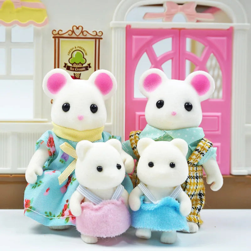 1:12  Forest Animal Family Mini  Rabbit Bear Panda doll girl play house doll setForest Family Villa Furniture Set Toys