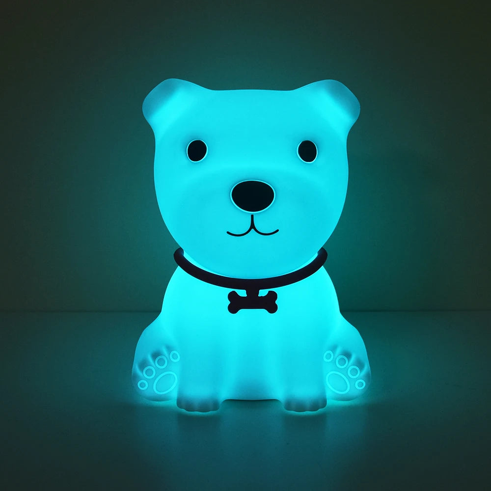 Dog Night Light Touch Sensor Colorful Silicone Puppy Lamp USB Rechargeable Bedroom LED Night Lamp for Children Baby Gift