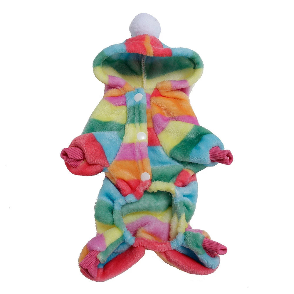 Dog Clothes Pajamas Fleece Jumpsuit Winter Dog Clothing Four Legs Warm Pet Clothing Outfit Small Dog Star Costume Apparel