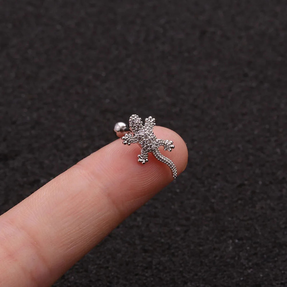 Animal Gecko Cartilage Earring Lizard Reptile Helix Stud Ear Piercing Jewelry Tragus Conch Screw Back Earring 1Pc