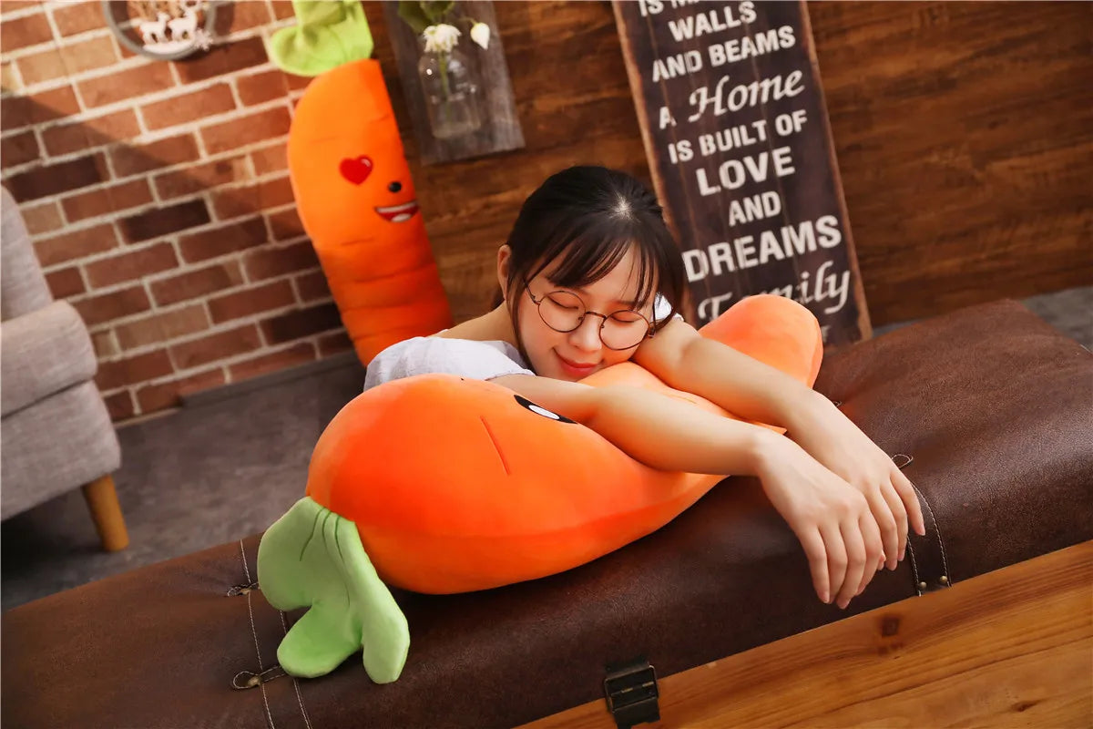 45-110cm Cartoon Plant Smile Carrot Plush toy Cute Simulation Vegetable Carrot Pillow Dolls Stuffed Soft Toys for Children Gift