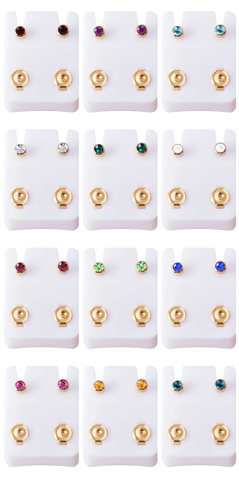 1 Pair CZ Gem Sharp End Earring Studs for Piercing Gun Surgical Steel Birthstone Ear Piercing Ear Tragus Cartilage Stud Earrings