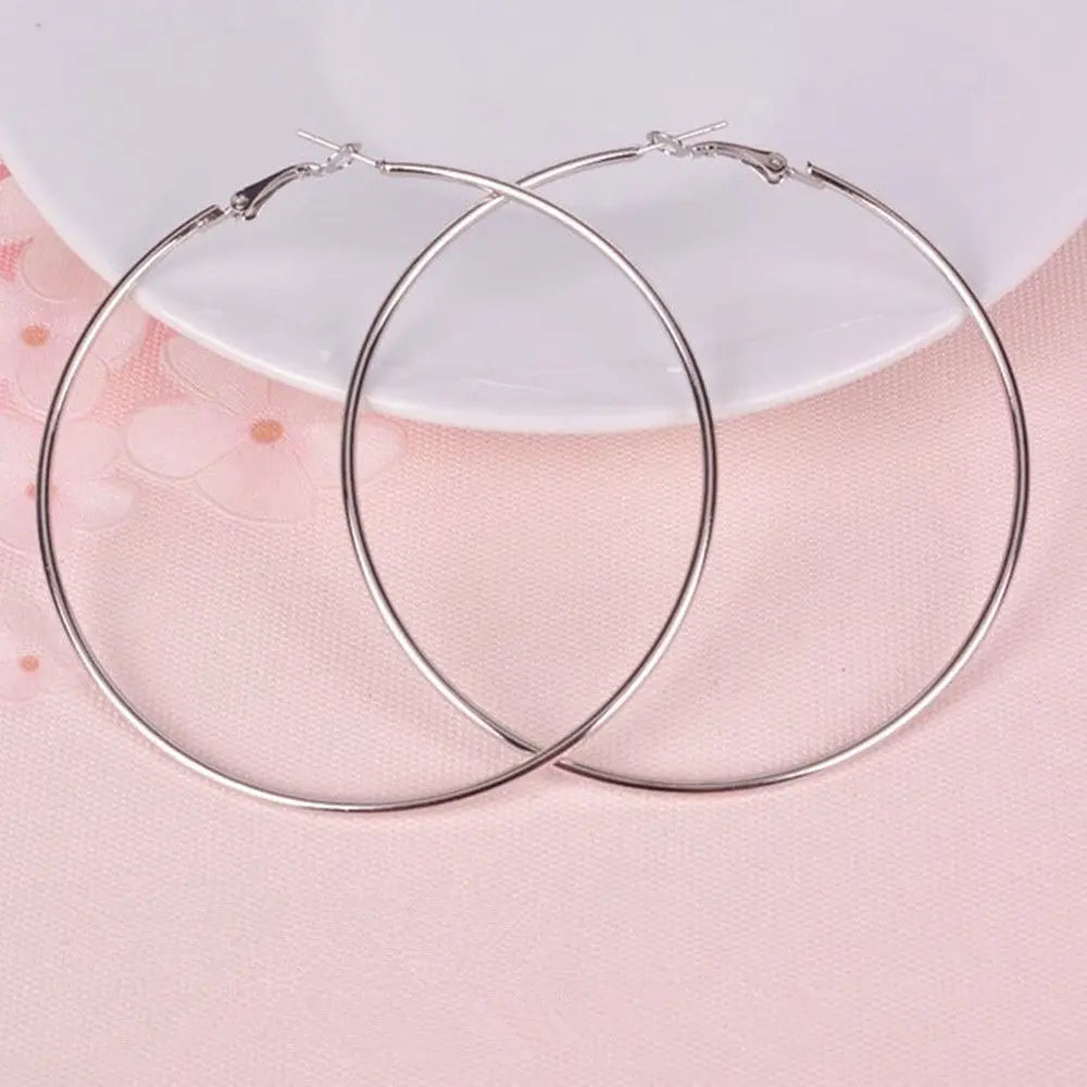 8/10mm Large Circle Hoop Earrings Silver Color for Women Round Big Circle Earrings Hoops Ear Rings Party Club Jewelry Gifts