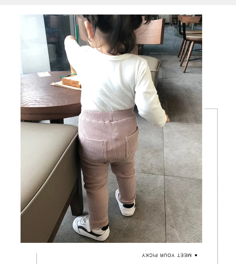 New Baby Girls Boys Leggings Cotton Big PP Pants Spring Autumn Kids Girl Pants Fashion High Waist Long Trousers Children's Pant