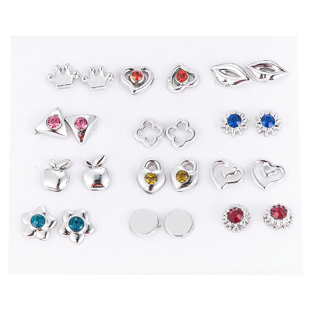 New Fashion Cute Female Girl Student Resin Plastic Flower Star Stud Earring Set Multi-style Jewelry 12~36 Pairs Jewelry Gift