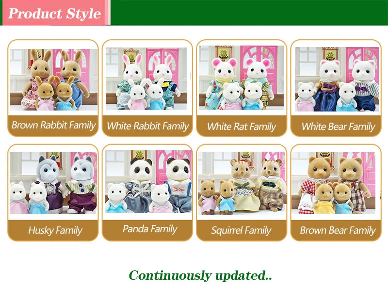 1:12  Forest Animal Family Mini  Rabbit Bear Panda doll girl play house doll setForest Family Villa Furniture Set Toys