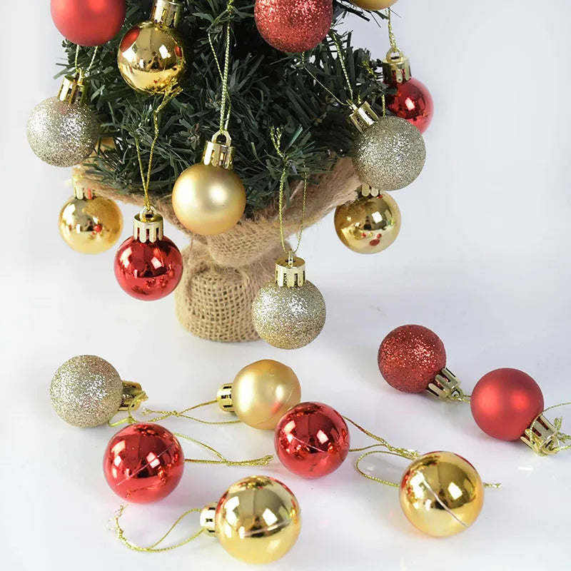 24Pcs 30mm Christmas Balls Ornaments Gold Silver Christmas Tree Hanging Decor Ball Toys 2021 New Year Xmas Party Pendant Navidad