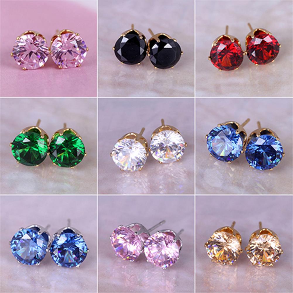 2pcs Steel Earring Studs Ear Piercing Birthstone Gem Ear Stud Earrings Gold/Silver color Studs Tragus Cartilage Body Jewelry