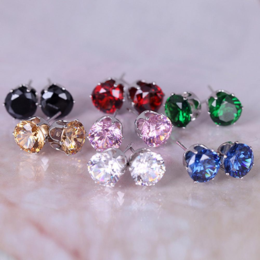 2pcs Steel Earring Studs Ear Piercing Birthstone Gem Ear Stud Earrings Gold/Silver color Studs Tragus Cartilage Body Jewelry