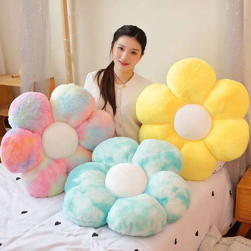 30-65cm Kawaii Colorful Flower Plush Pillow Cushion Soft Sunflower Plant Mat Stuffed Sofa Bed Sleeping Back Cushion Decor Gifts