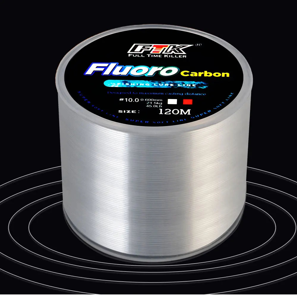 120M Fluorocarbon Coating Fishing Line 0.20mm-0.60mm 7.15LB-45LB Carbon Fiber Leader Line Fishing Lure Wire Sinking Line Japan