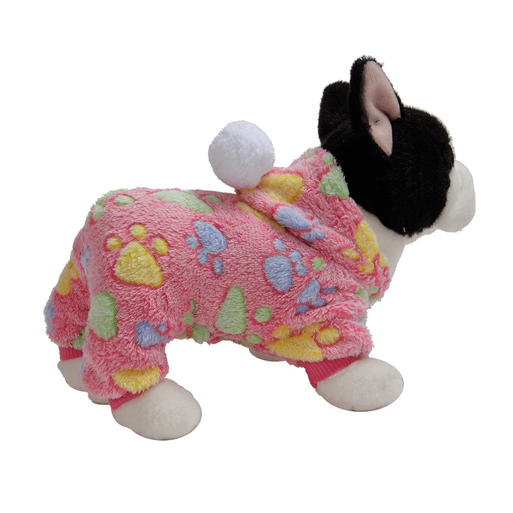 Dog Clothes Pajamas Fleece Jumpsuit Winter Dog Clothing Four Legs Warm Pet Clothing Outfit Small Dog Star Costume Apparel