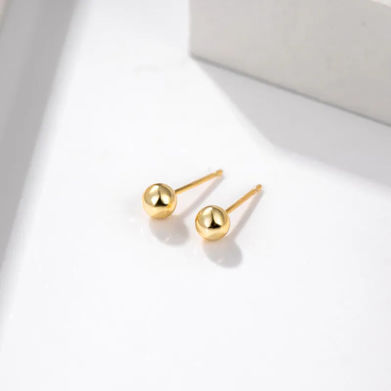 316L Stainless Steel Ear Post Stud Earrings For Women Men Jewelry Gold  Color Ball  Dia Fashion Jewelry