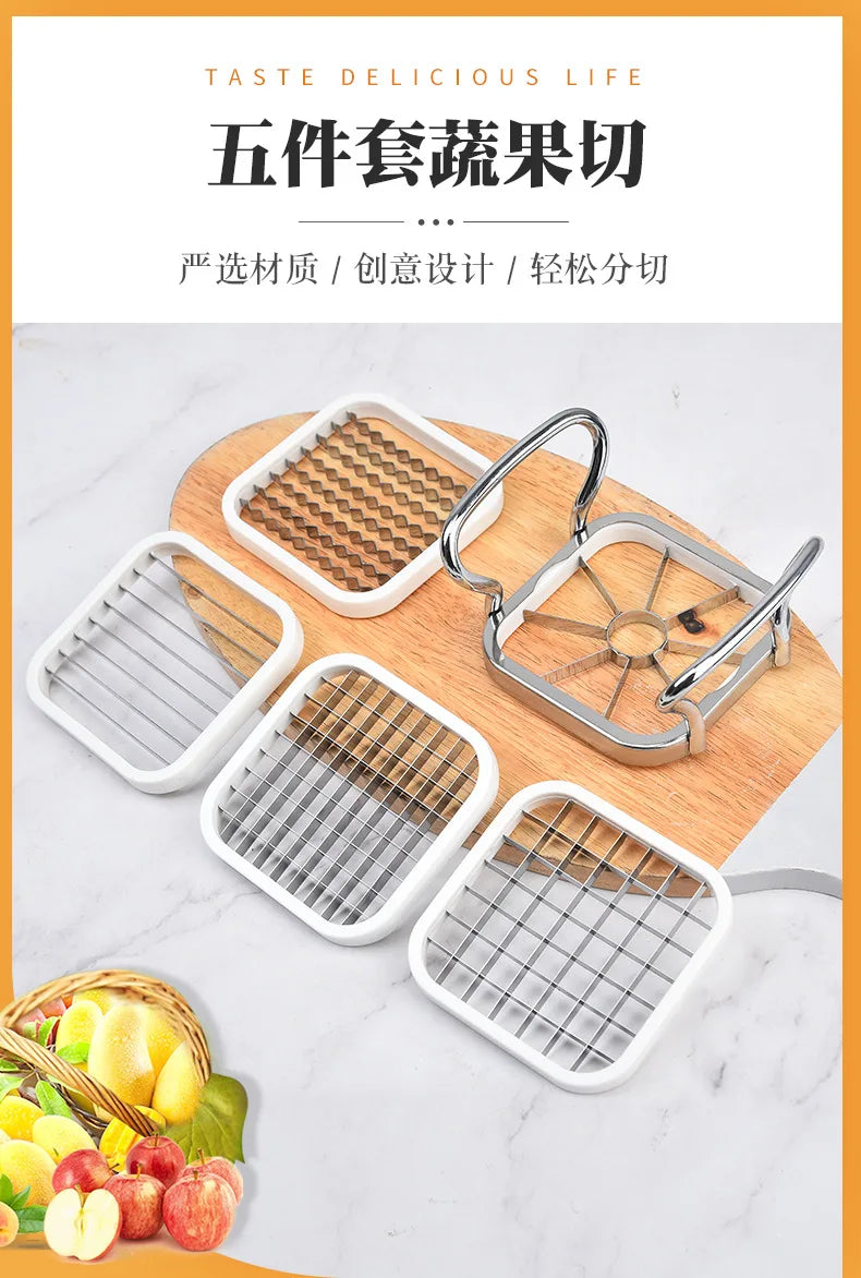 Multifunctional Creative 5 In 1 For Vegetable Fruit Food Cutter Cubes Apple Potato Grater French Fry Slicer Kitchen Accessories