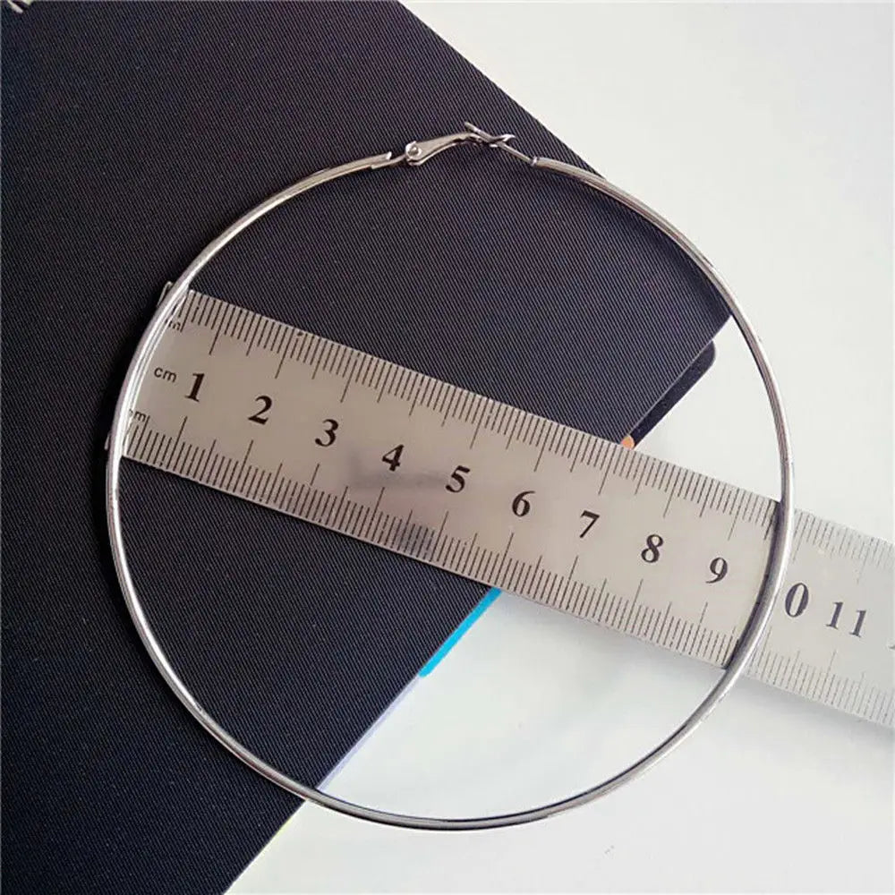 8/10mm Large Circle Hoop Earrings Silver Color for Women Round Big Circle Earrings Hoops Ear Rings Party Club Jewelry Gifts