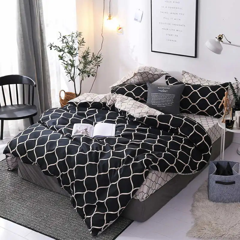 2/3 pieces of black marble pattern sanding bedding set, duvet cover pillowase bedroom bed set,king queen Double full twin size