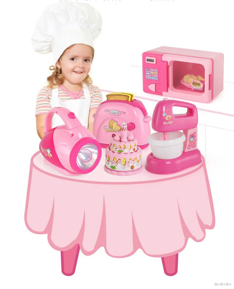 Household Appliances Pretend Play Kitchen Toys Coffee Machine Toaster Blender Vacuum Cleaner CookingToys For Children