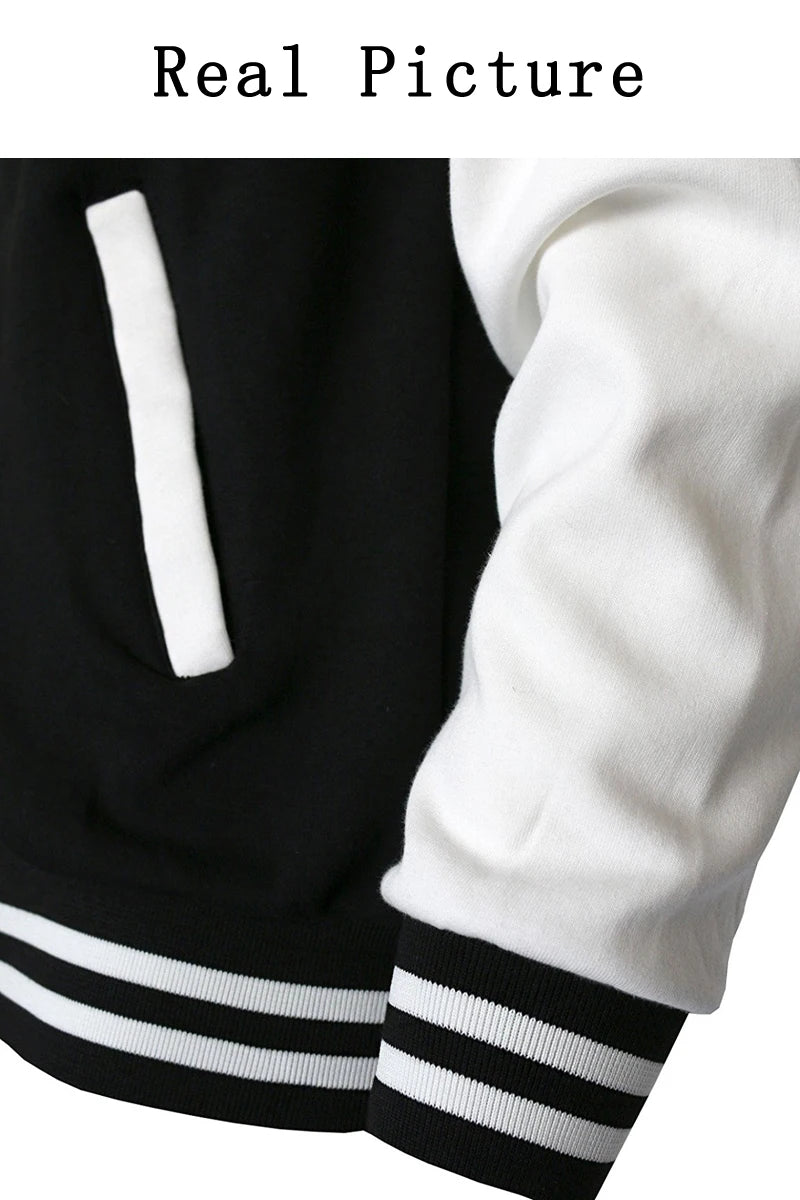 Black White Solid Color Jacket Loose Oversized Clothes Casual Men Baseball Clothes Personality Street Coat Warm Fleece Jackets