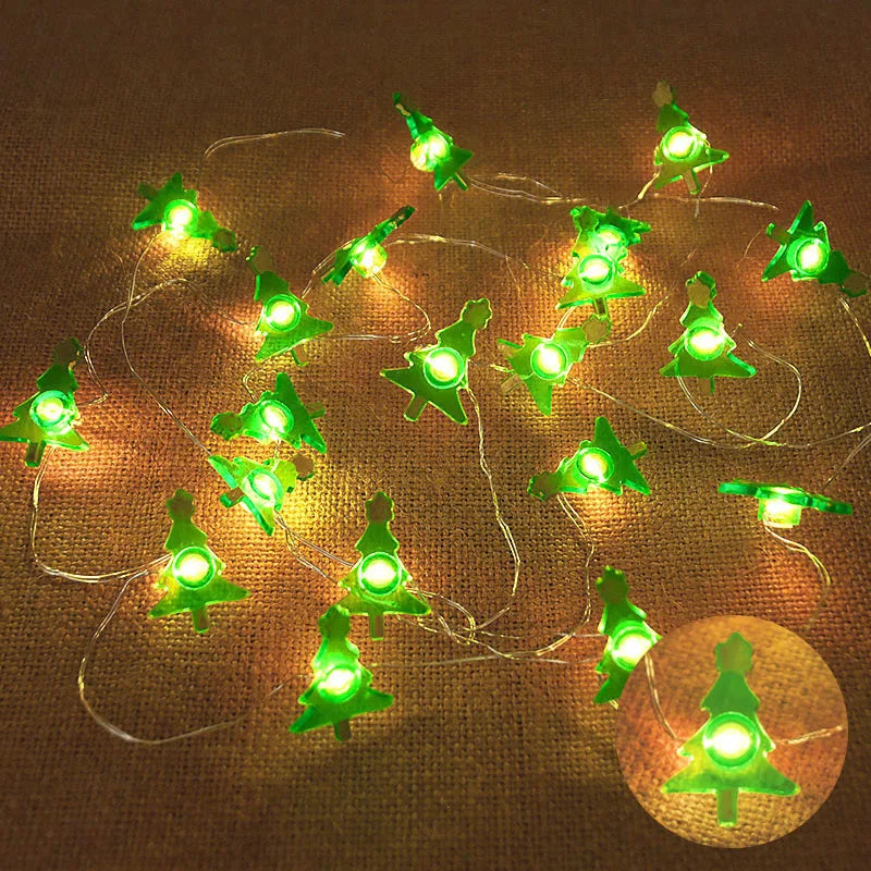 2M 20LED Santa Claus Snowflake LED Light String Christmas Decoration For Home Xmas Tree Ornament 2024 Navidad Kids Gift New Year