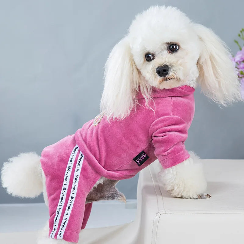 Dog Pet Sports Clothes Apparel Golden Velvet Dog Cat Jumpsuit Dog Pet Winter&Autumn Coat Classic Pet Puppy Cat Apparel 5 sizes