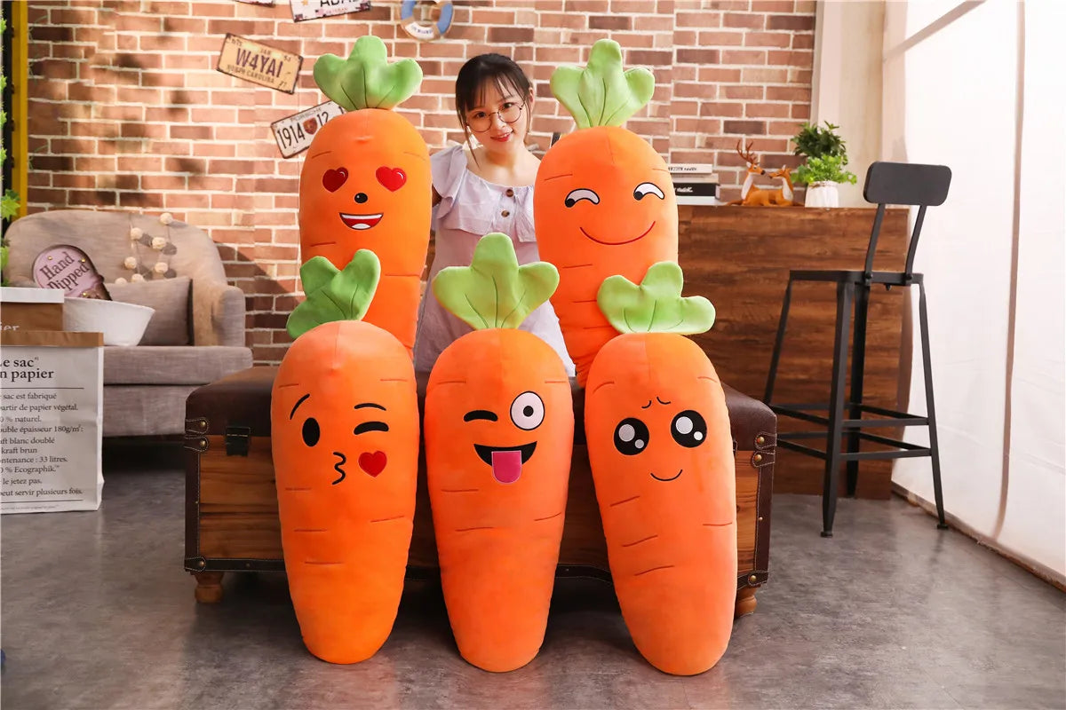 45-110cm Cartoon Plant Smile Carrot Plush toy Cute Simulation Vegetable Carrot Pillow Dolls Stuffed Soft Toys for Children Gift