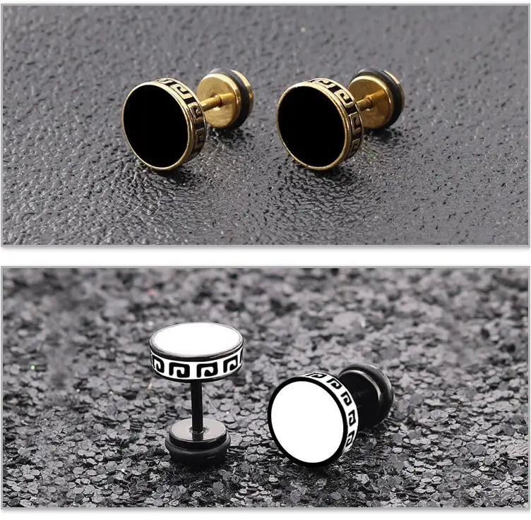 Unisex Barbell Titanium Steel Men Earrings Punk Anti Allergy Piercing Ear Stud Male Fashion Jewelry Best Gifts