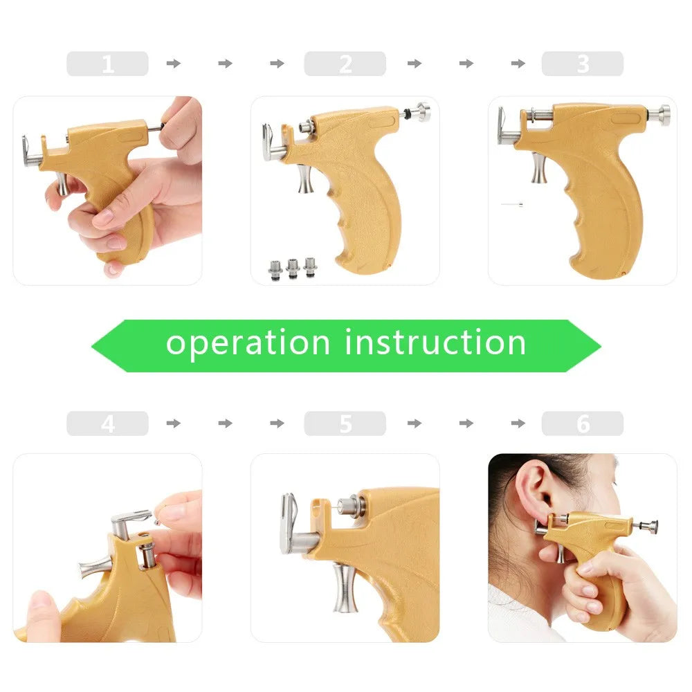 Professional Universal Ear Piercing Gun Tools Steel Birthstone Studs Earring Safe Helix Piercing Tool Body Jewelry Machine Kit