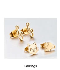 Lovely Gold Color Kitten Cat Stainless Steel Jewelry Set Necklaces Girl Collares Fashion Hollow Cat Earring Necklace Paw Jewelry