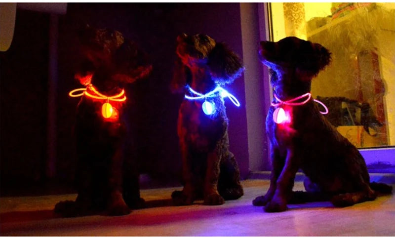 LED Flashlight Dog Cat Collar Glowing Pendant Night Safety Pet Leads Necklace Luminous Bright Decoration Collars For Dogs