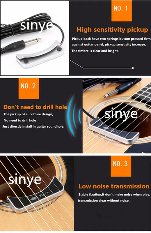 Classical Acoustic Guitar Pickup High sensitivity Low Noise Sound Hole Acoustic Pickup Guitar Accessories Musical Instruments