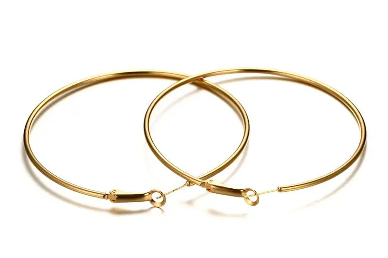 Big Circle Smooth 4cm 6cm 7cm 8cm Women Gold Hyperbole Metal Large Hoop Earrings Brand New High Quality Ear Jewelry Gift Aros