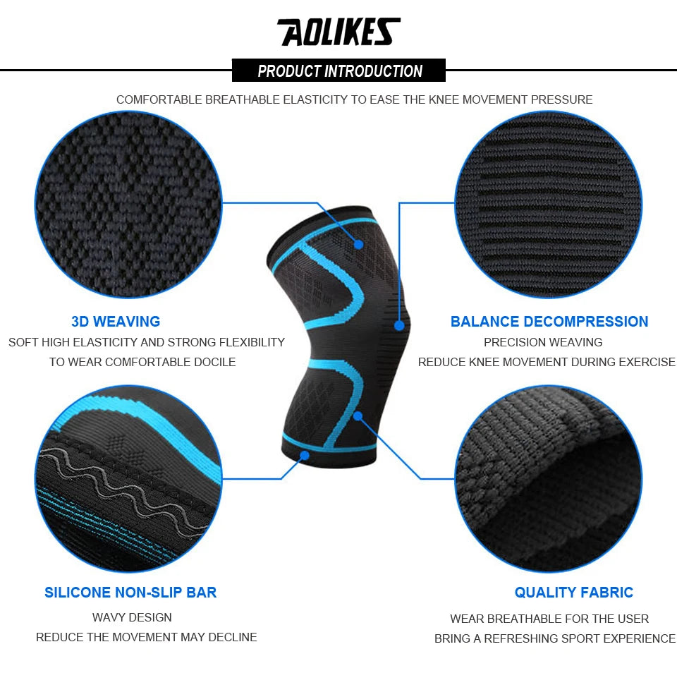 AOLIKES 1PCS Fitness Running Cycling Knee Support Braces Elastic Nylon Sport Compression Knee Pad Sleeve For Basketball