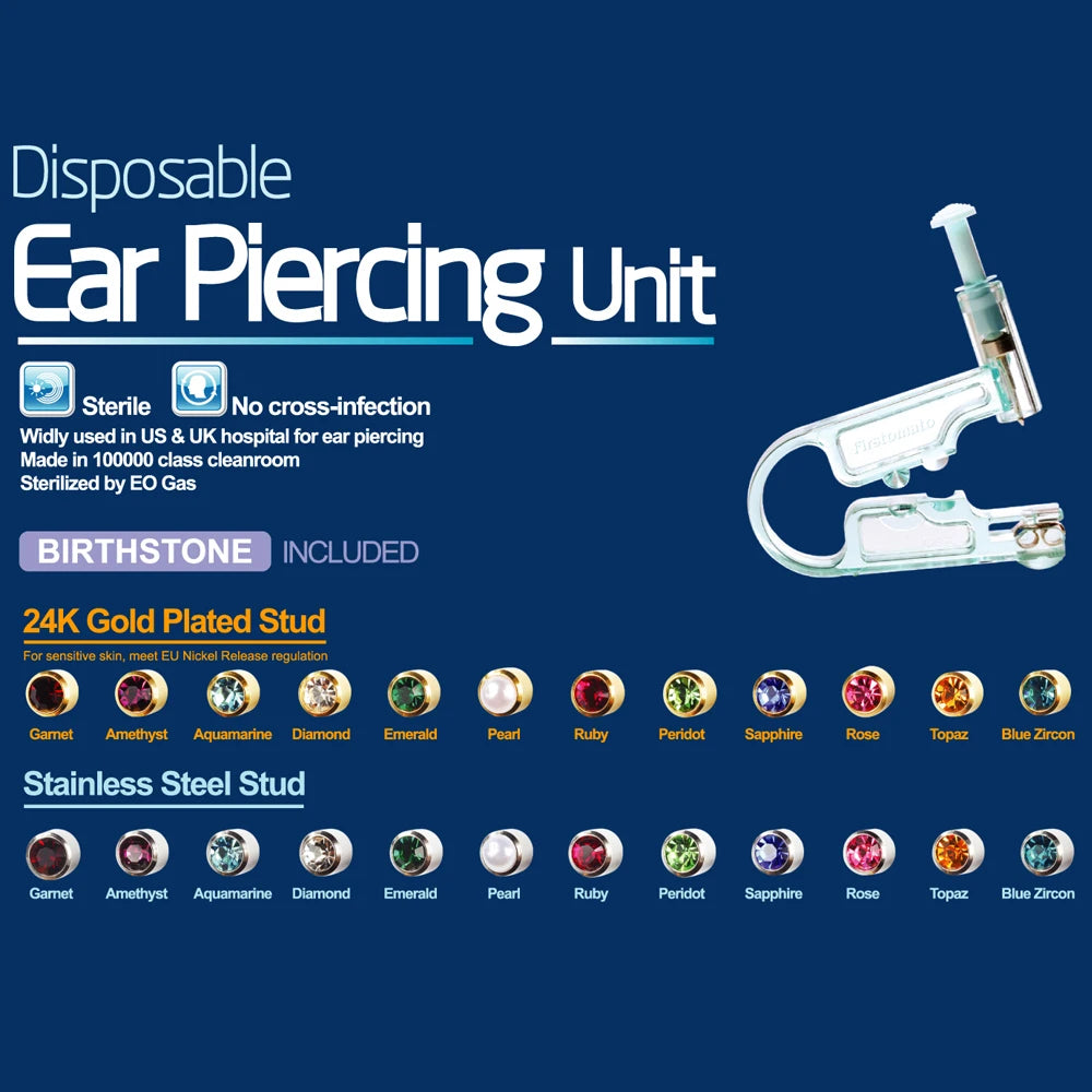 1PC Disposable Sterile Ear Piercing Gun Unit Cartilage Tragus Helix Surgical Steel Stud Earring NO Pain Machine Tool Kit 20G