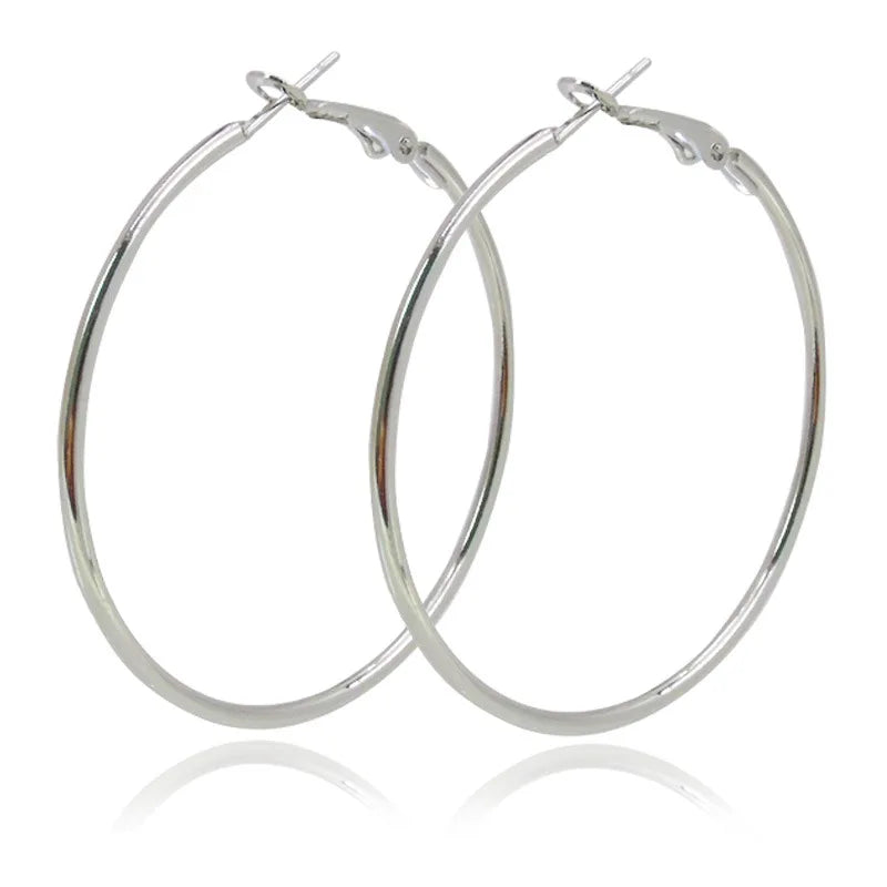 Big Circle Smooth 4cm 6cm 7cm 8cm Women Gold Hyperbole Metal Large Hoop Earrings Brand New High Quality Ear Jewelry Gift Aros