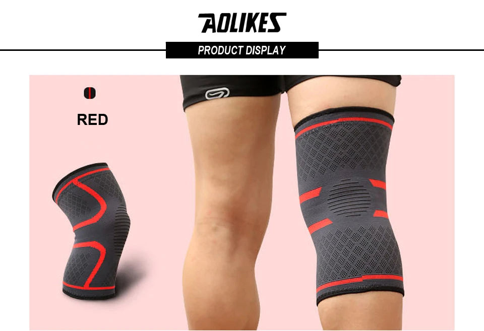 AOLIKES 1PCS Fitness Running Cycling Knee Support Braces Elastic Nylon Sport Compression Knee Pad Sleeve For Basketball