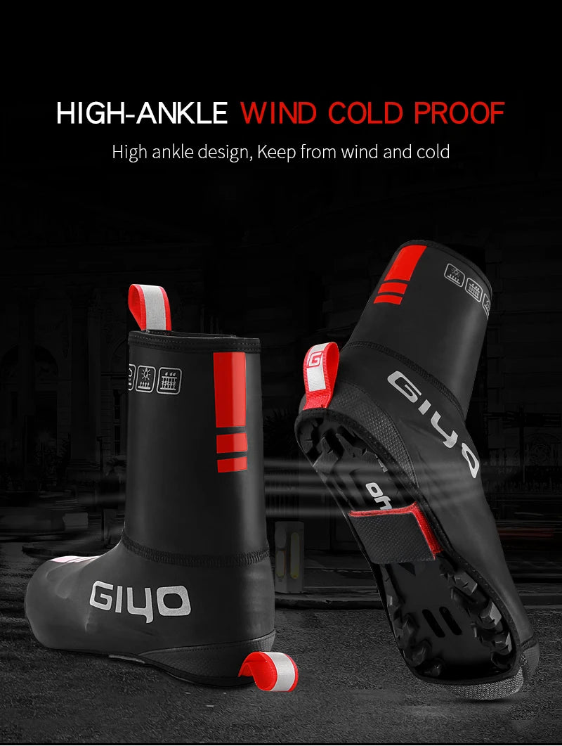 GIYO Cycling Overshoes Waterproof Windproof Rainproof Fleece MTB Road Warm Bike Shoes Covers Bicycle Winter Thermal Protector