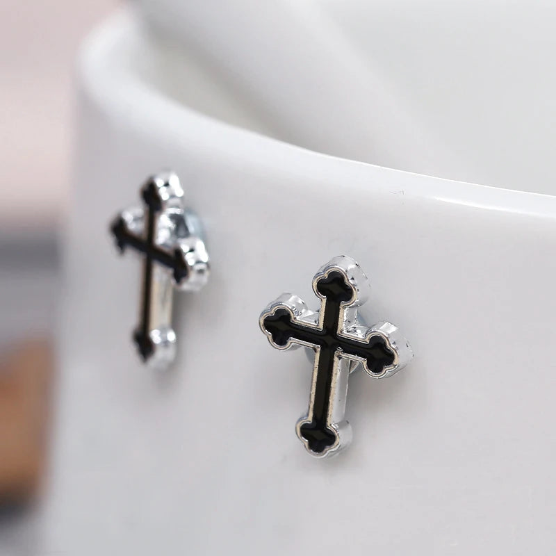 No Piercing Magnetic Stud Earings For Women Men Baby No Ear Hole Jesus Christ Cross Magnet Earring Small Ear Studs Jewelry