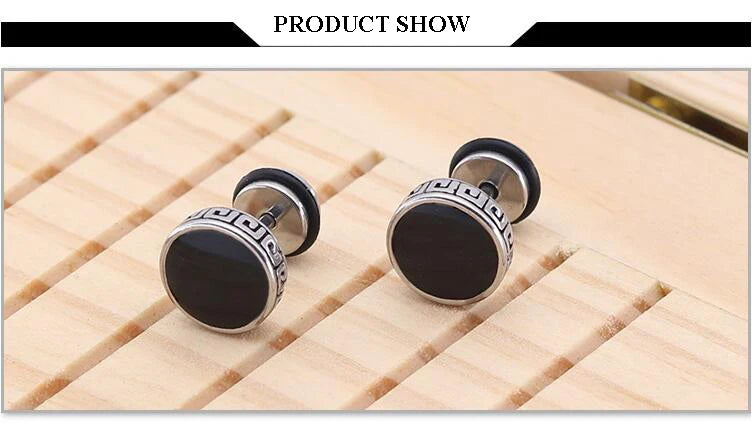 Unisex Barbell Titanium Steel Men Earrings Punk Anti Allergy Piercing Ear Stud Male Fashion Jewelry Best Gifts